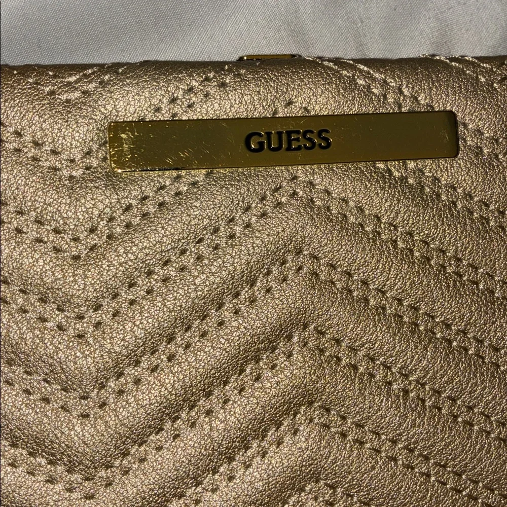 Guess Metallic Gold Quilted Wallet‎